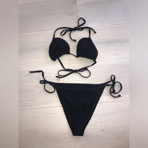 Fisico black honeycomb string Bikini set sz small